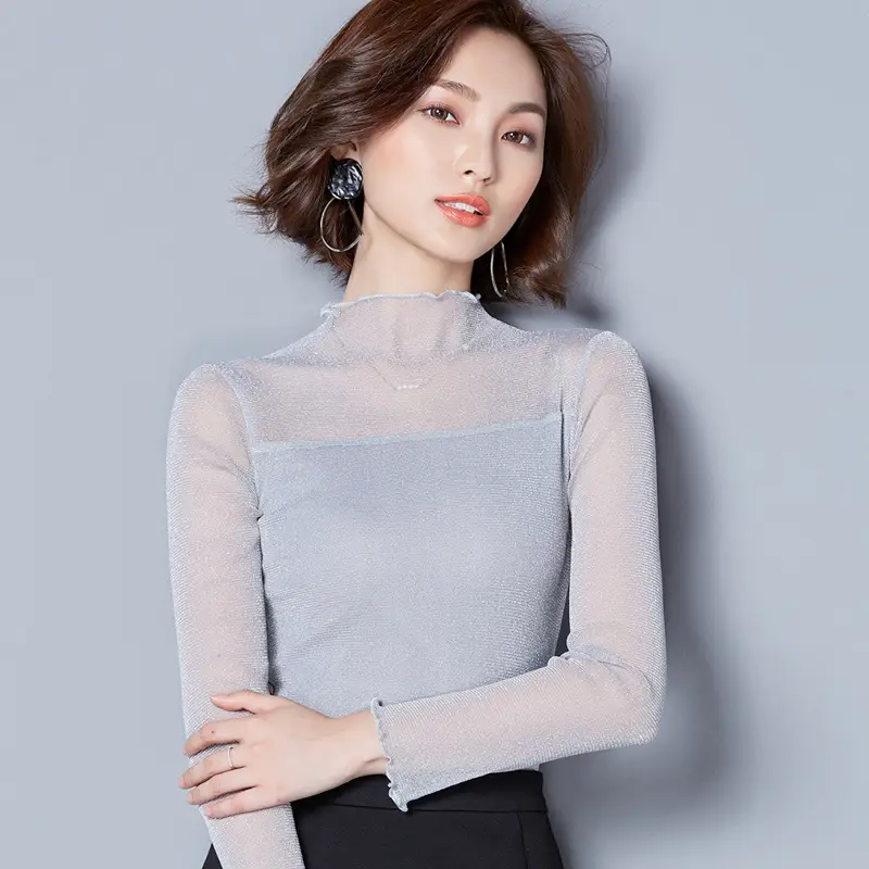 2025 Korean Style Ruffled High Neck Shirt for Women - Image 2