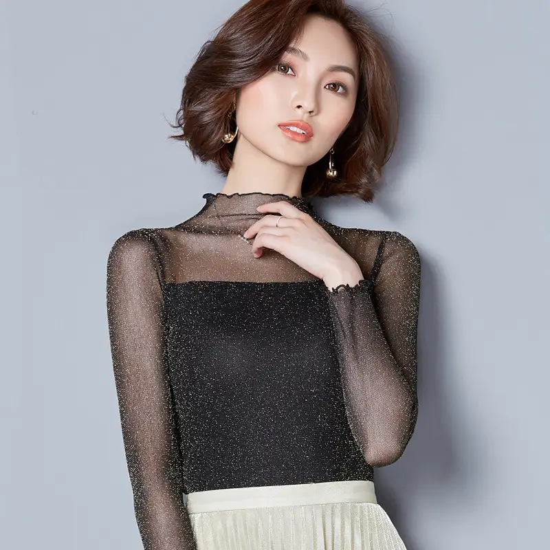 2025 Korean Style Ruffled High Neck Shirt for Women - Image 6