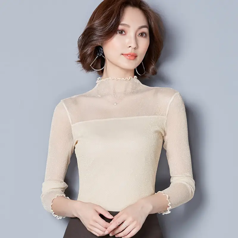 2025 Korean Style Ruffled High Neck Shirt for Women - Image 4
