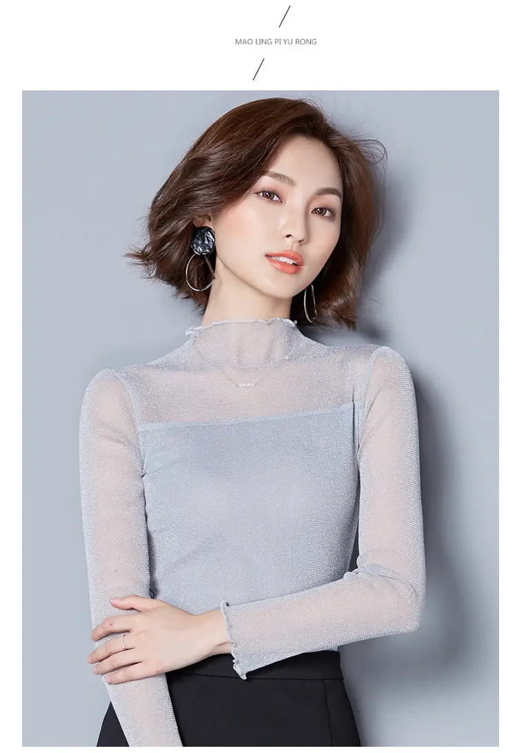2025 Korean Style Ruffled High Neck Shirt for Women — feature 12