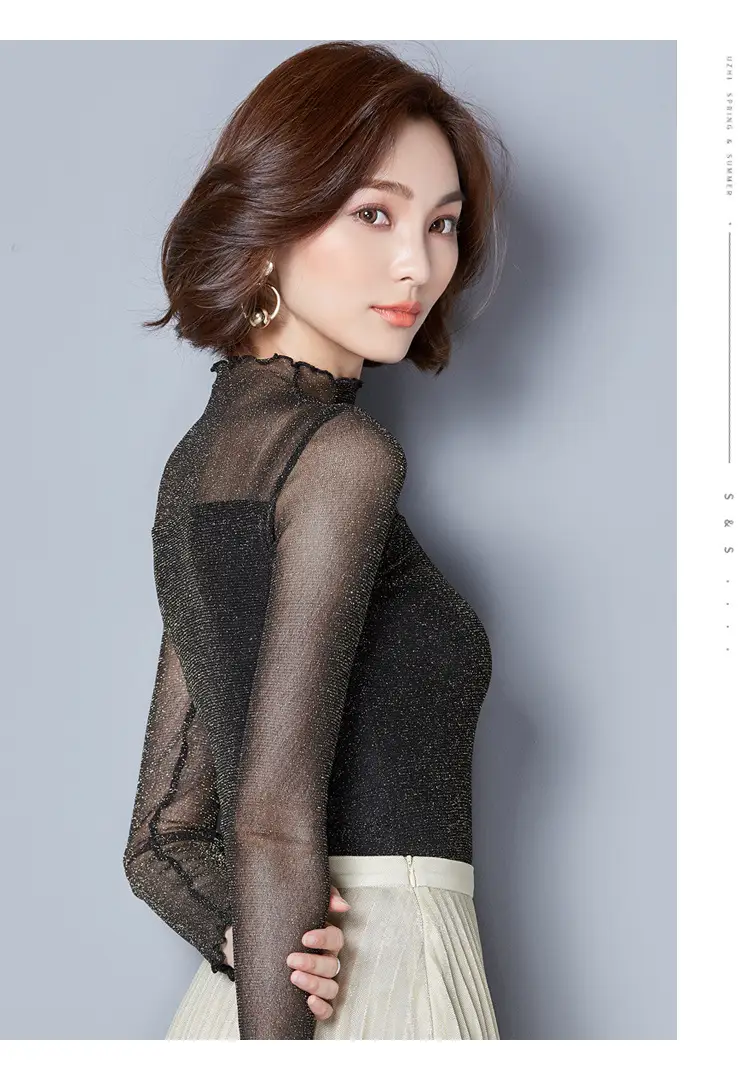 2025 Korean Style Ruffled High Neck Shirt for Women — feature 17