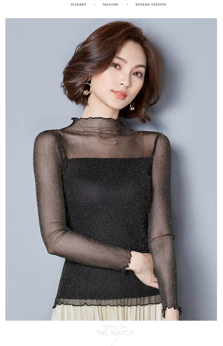 2025 Korean Style Ruffled High Neck Shirt for Women — feature 20