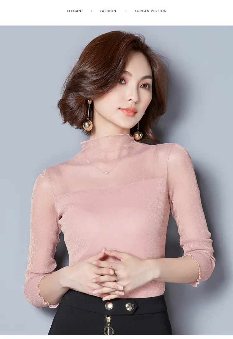2025 Korean Style Ruffled High Neck Shirt for Women — feature 24