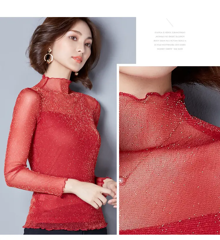 2025 Korean Style Ruffled High Neck Shirt for Women — feature 27