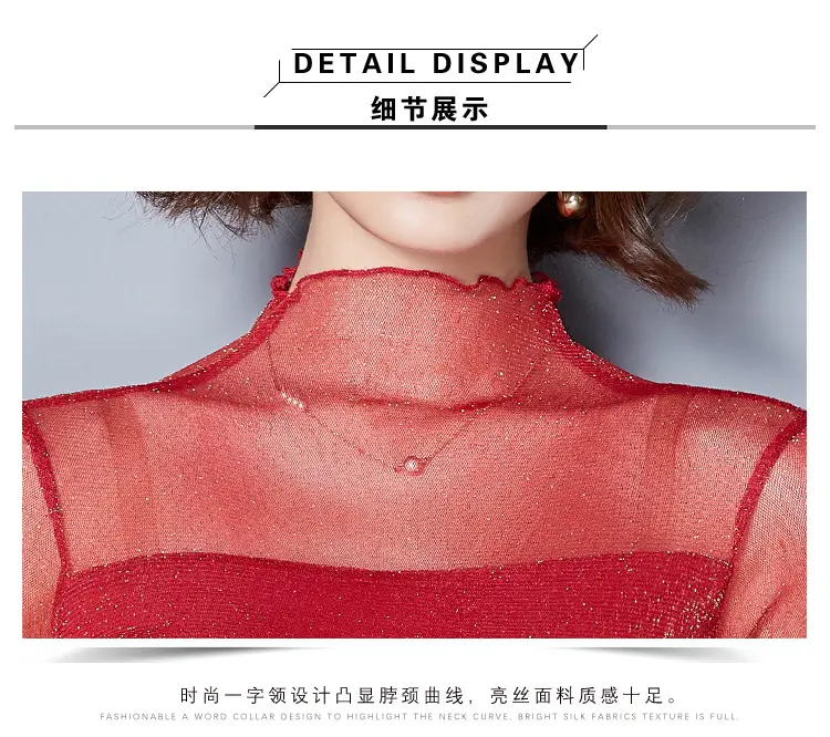 2025 Korean Style Ruffled High Neck Shirt for Women — feature 30