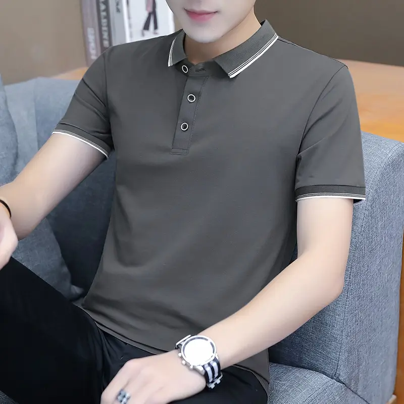 Men's Grey Polo T-Shirt 2025 Summer Casual Wear - Image 32