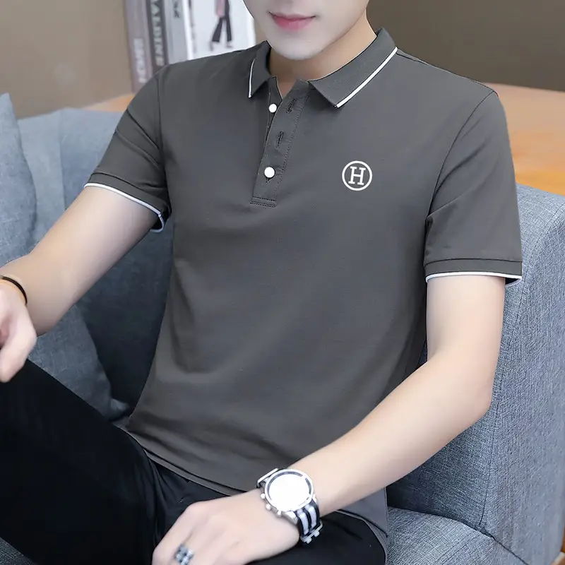 Men's Grey Polo T-Shirt 2025 Summer Casual Wear - Image 21