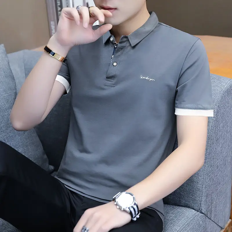 Men's Grey Polo T-Shirt 2025 Summer Casual Wear - Image 8