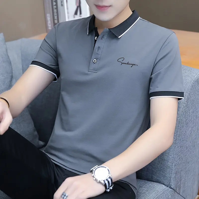 Men's Grey Polo T-Shirt 2025 Summer Casual Wear - Image 11