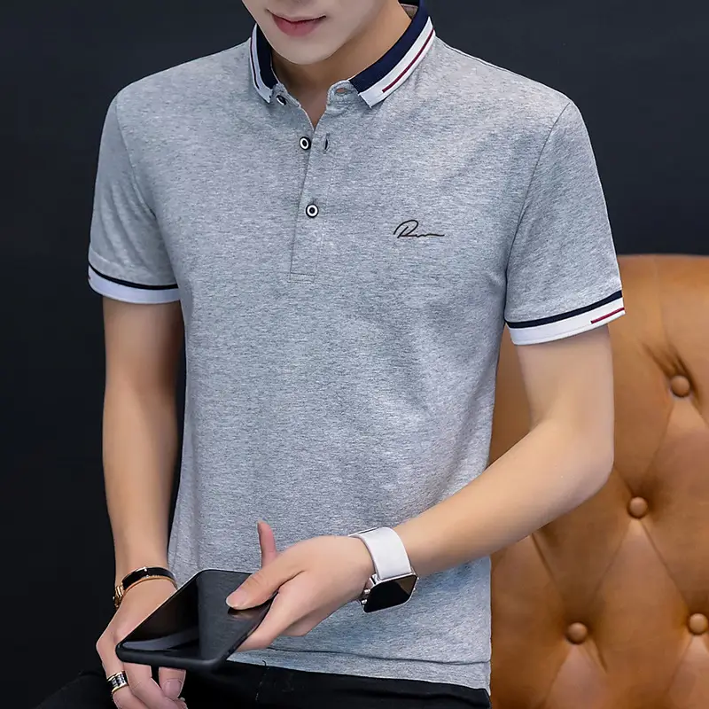 Men's Grey Polo T-Shirt 2025 Summer Casual Wear - Image 16