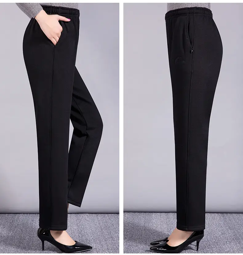 Middle-aged Women's Fleece Pants Maroon Winter — feature 14
