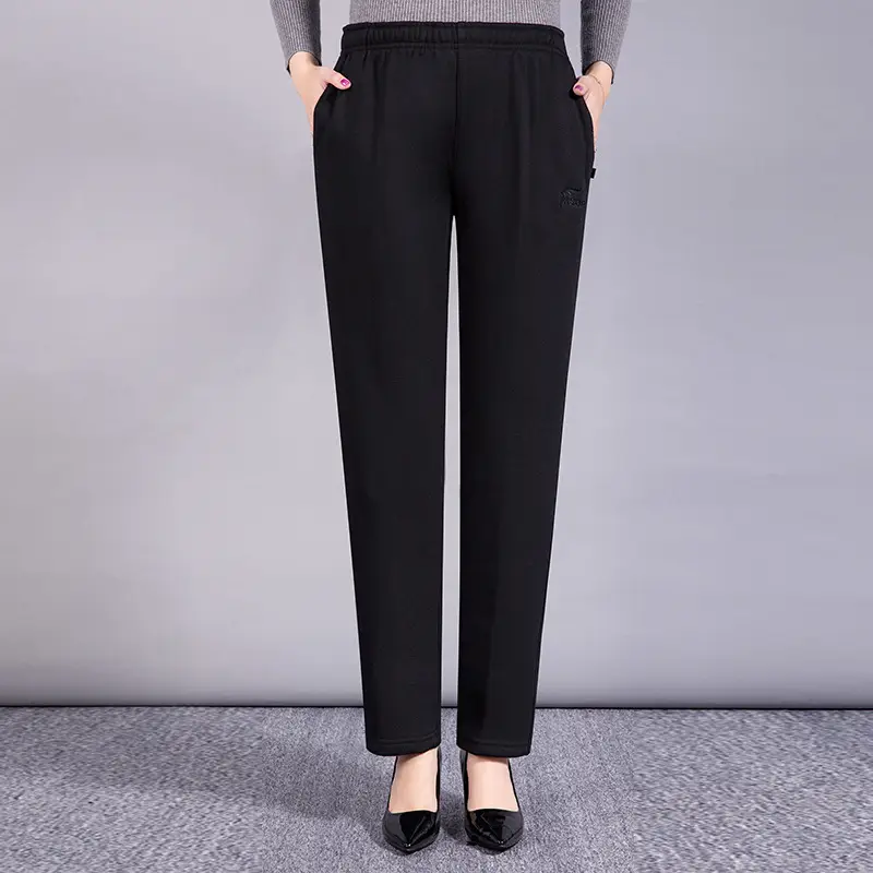 Middle-aged Women's Fleece Pants Maroon Winter — feature 35