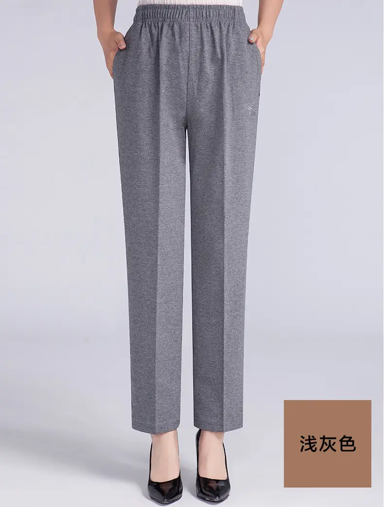 Middle-aged Women's Fleece Pants Maroon Winter - Image 5