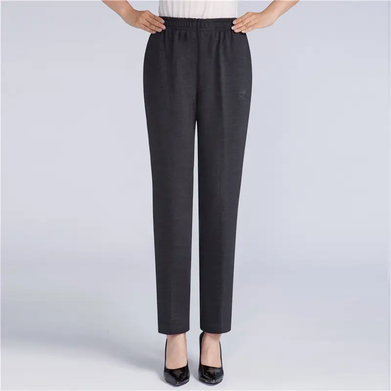 Middle-aged Women's Fleece Pants Maroon Winter - Image 7