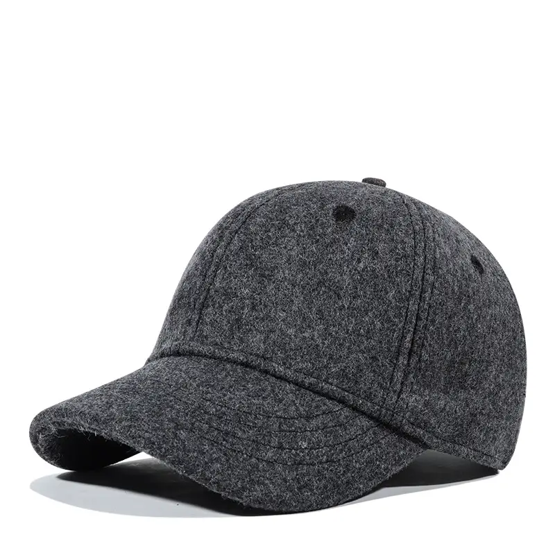 Men's Grey Wool Bimbed Cap Winter Warm