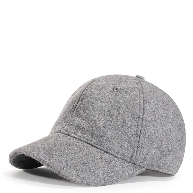 Men's Grey Wool Bimbed Cap Winter Warm