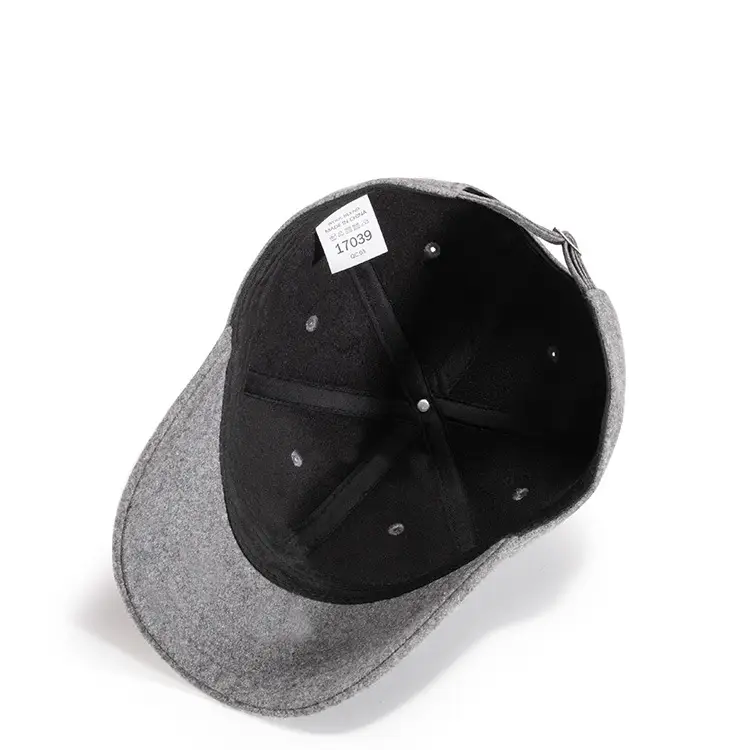 Men's Grey Wool Bimbed Cap Winter Warm