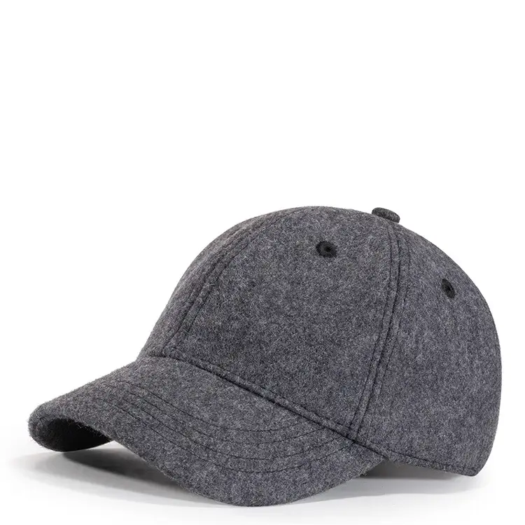 Men's Grey Wool Bimbed Cap Winter Warm