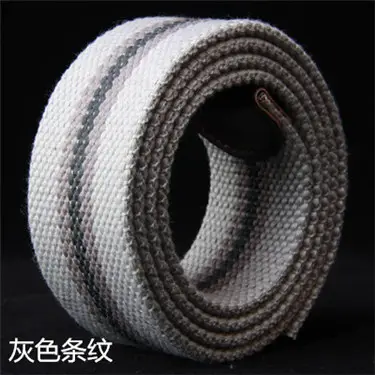 Men's Black Striped Canvas Belt with Logo