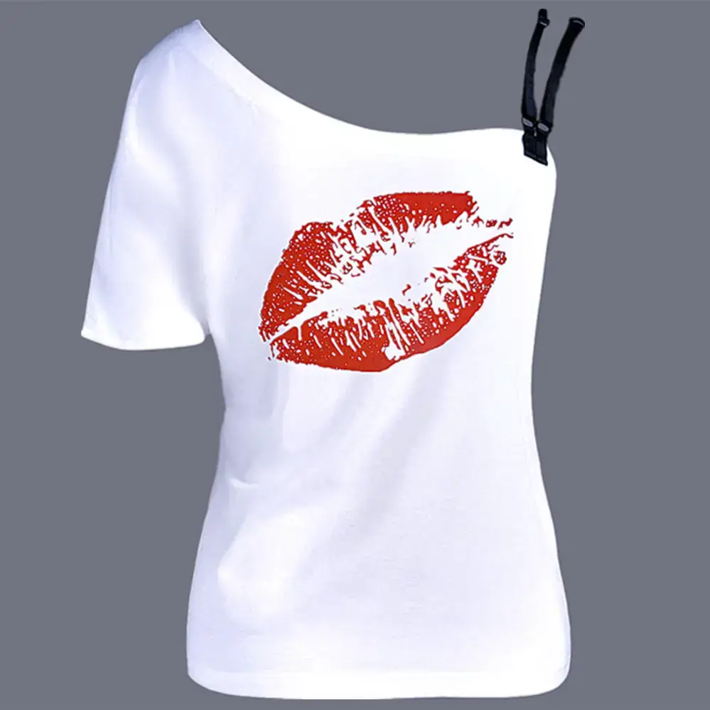 Women Off-Shoulder Butterfly Print T-Shirt White - Image 12
