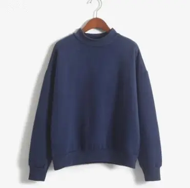 Women Velvet Sweatshirt Beige Turtleneck Loose Winter - Image 10