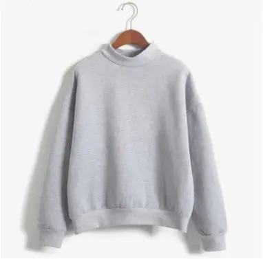 Women Velvet Sweatshirt Beige Turtleneck Loose Winter - Image 4