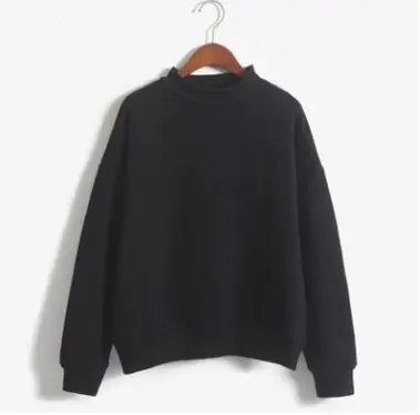 Women Velvet Sweatshirt Beige Turtleneck Loose Winter - Image 6