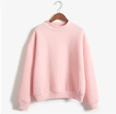 Women Velvet Sweatshirt Beige Turtleneck Loose Winter - Image 9