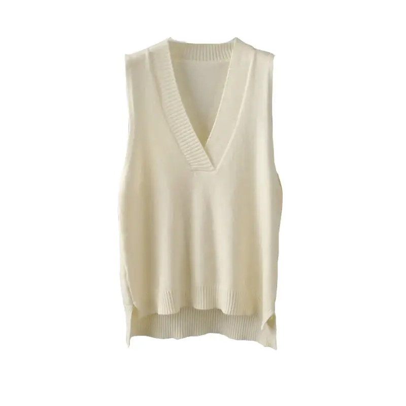 Grey V-Neck Knitted Vest for Women - Image 9