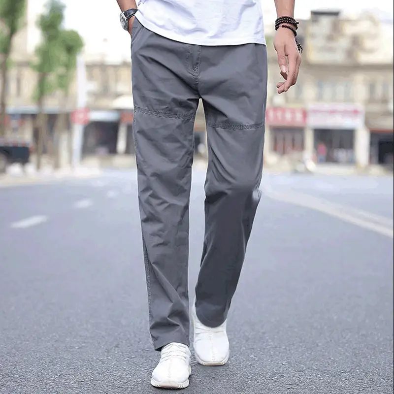 Men Cotton Casual Pants Extra Large Straight Fit - Image 2