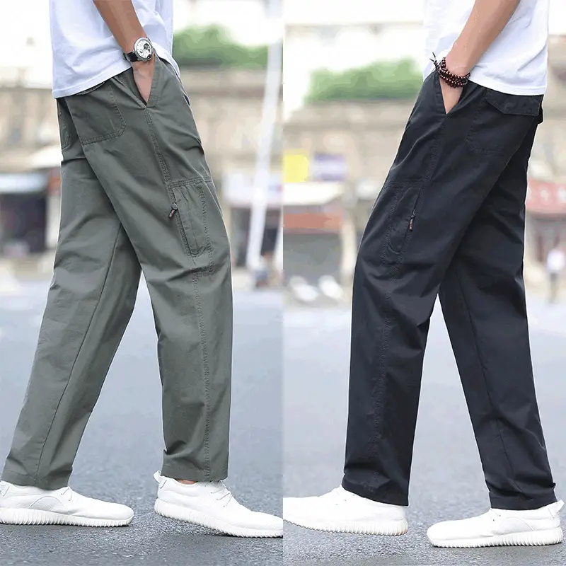 Men Cotton Casual Pants Extra Large Straight Fit - Image 5