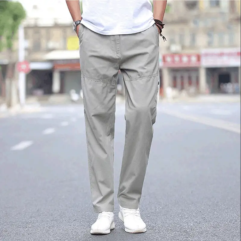 Men Cotton Casual Pants Extra Large Straight Fit - Image 3