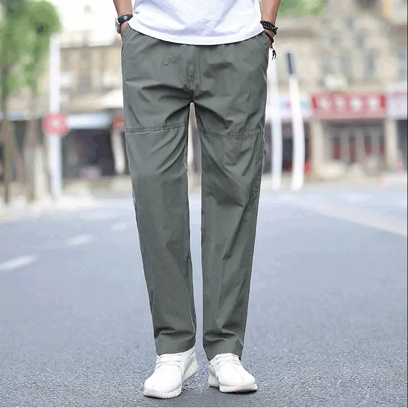 Men Cotton Casual Pants Extra Large Straight Fit - Image 4