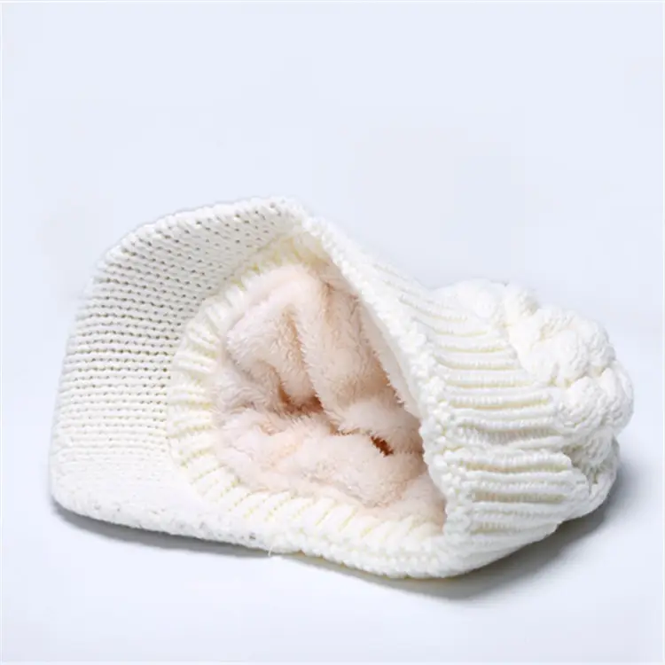 Men Winter Twist Knit Wool Cap Grey Windproof - Image 9
