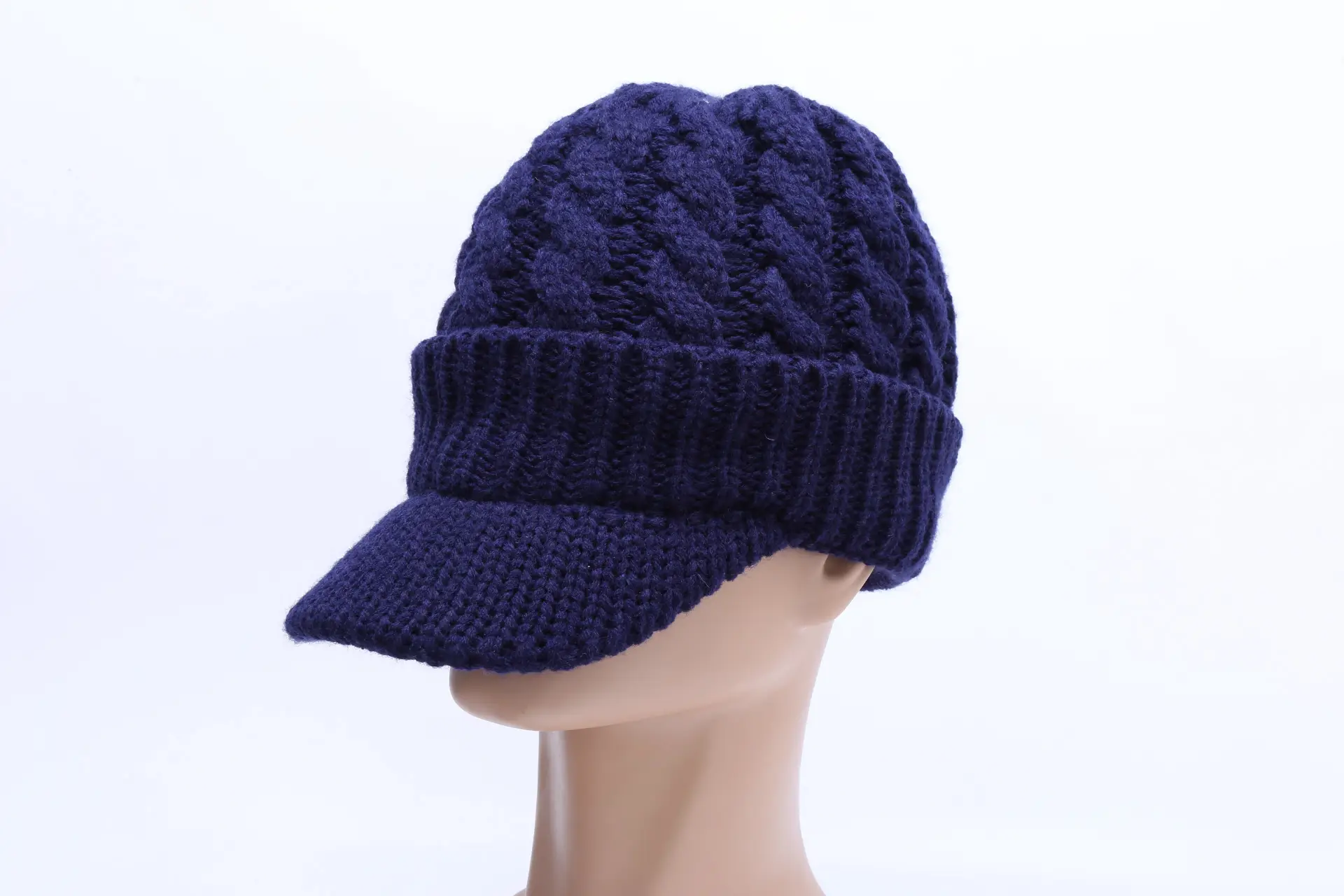 Men Winter Twist Knit Wool Cap Grey Windproof - Image 3