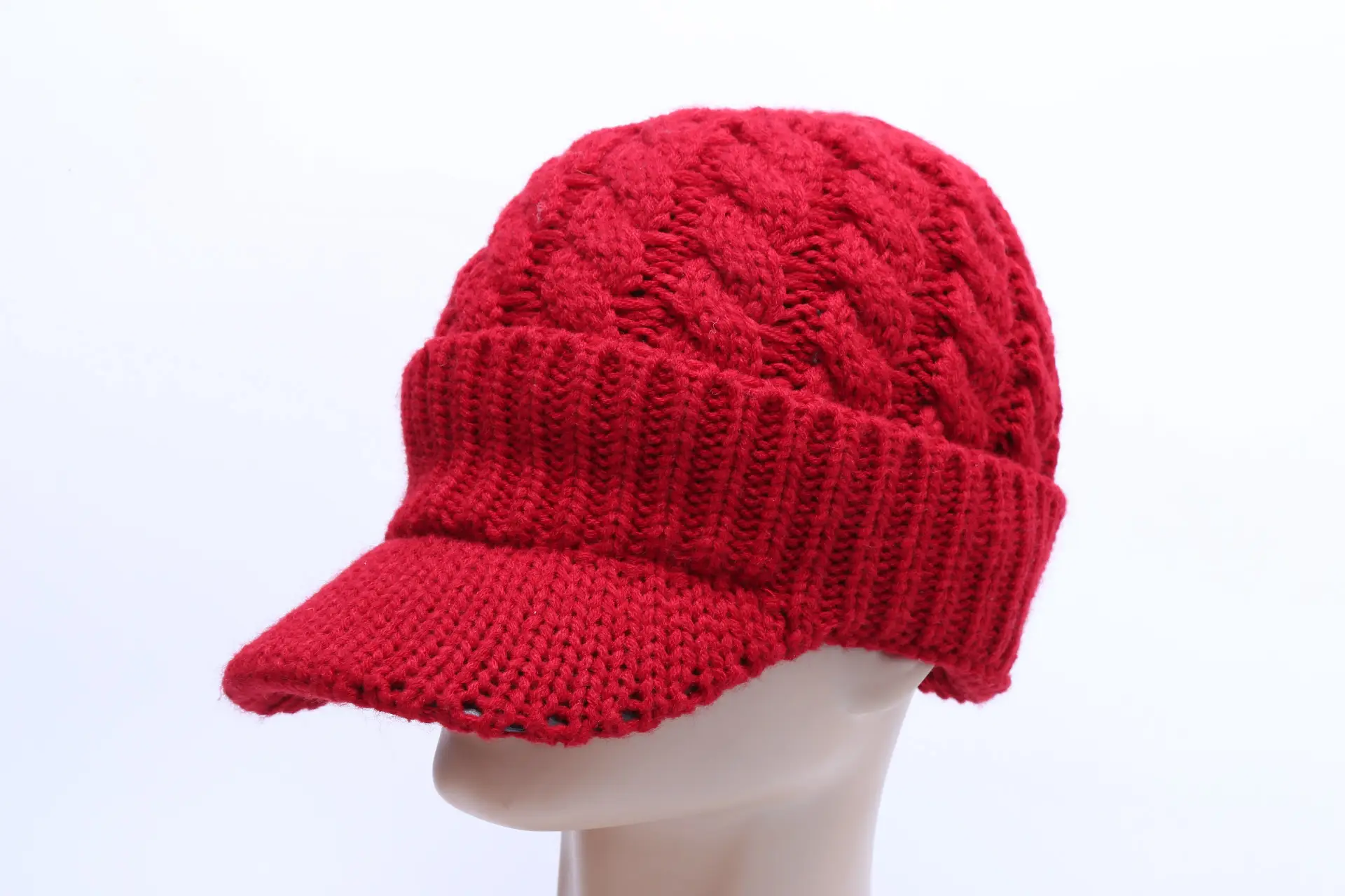 Men Winter Twist Knit Wool Cap Grey Windproof - Image 5