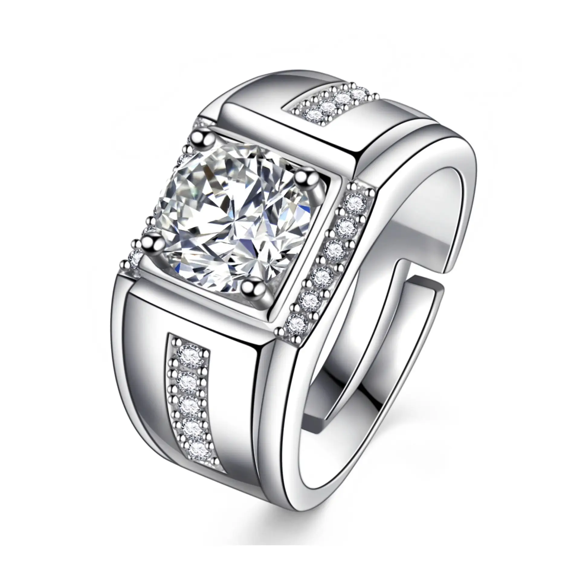 Trendy Zircon Open Wedding Ring for Women