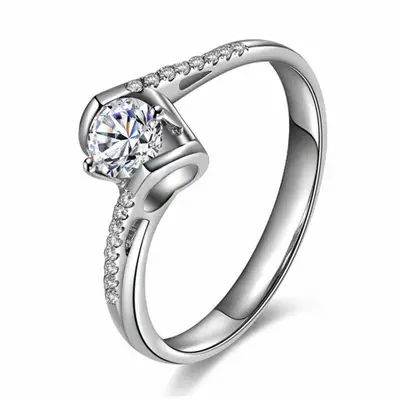 Trendy Zircon Open Wedding Ring for Women