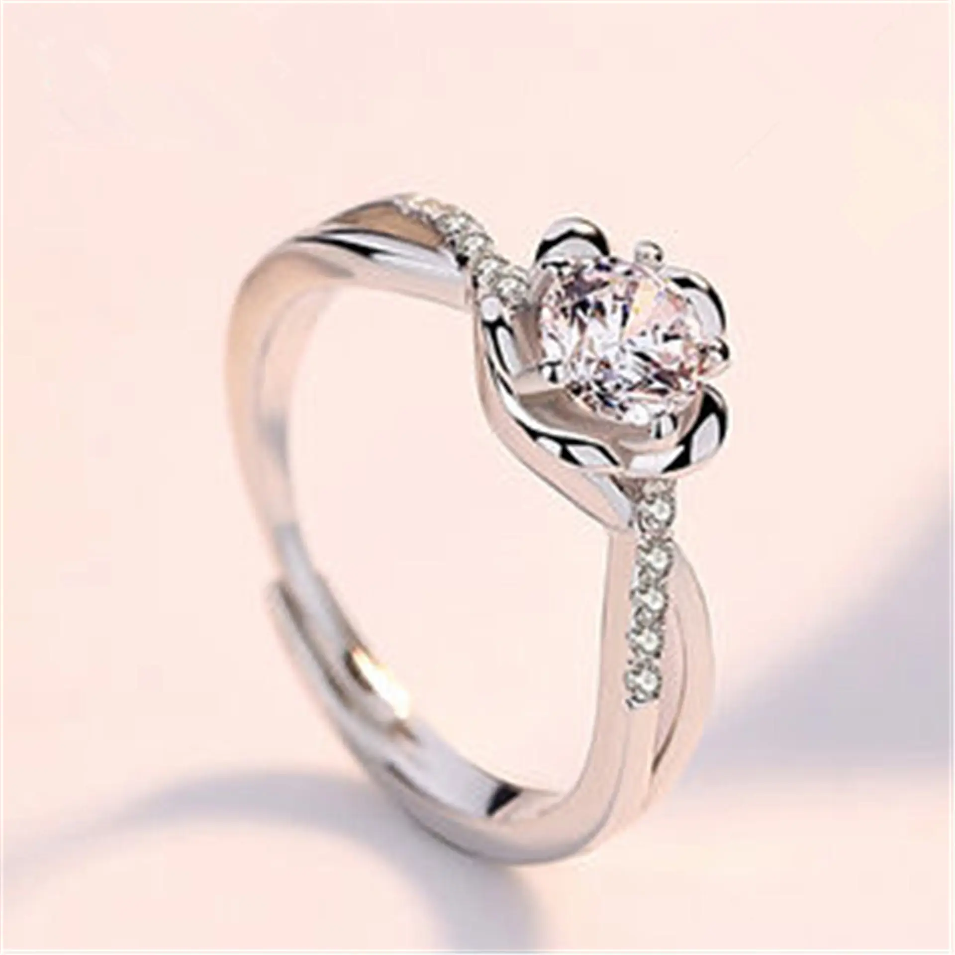 Trendy Zircon Open Wedding Ring for Women