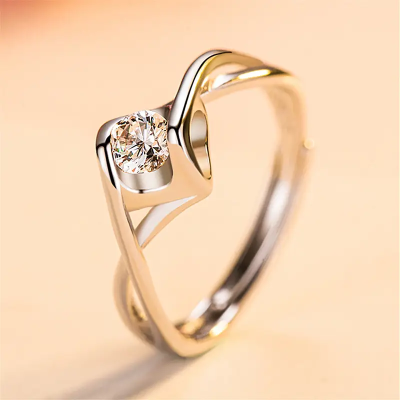 Trendy Zircon Open Wedding Ring for Women