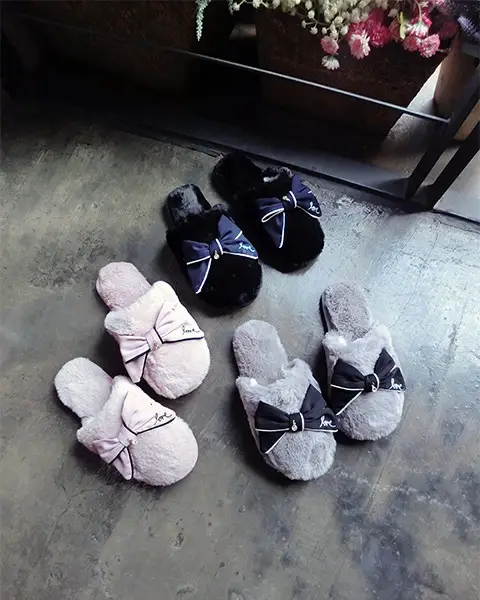 Korean Style Design Small Fresh Style Handmade Bow Women Slippers Fashionable Handmade Imitation Wool Household Baotou Cotton Slippers