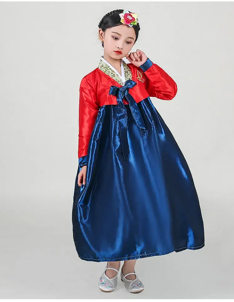 New Korean-style Princess Dress for Girls Red Blue - Image 4