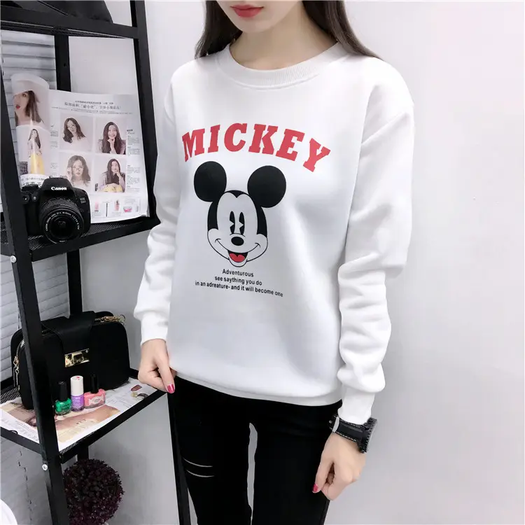 2025 Mickey Print Plus Size Fleece Lined Sweatshirt - Image 4