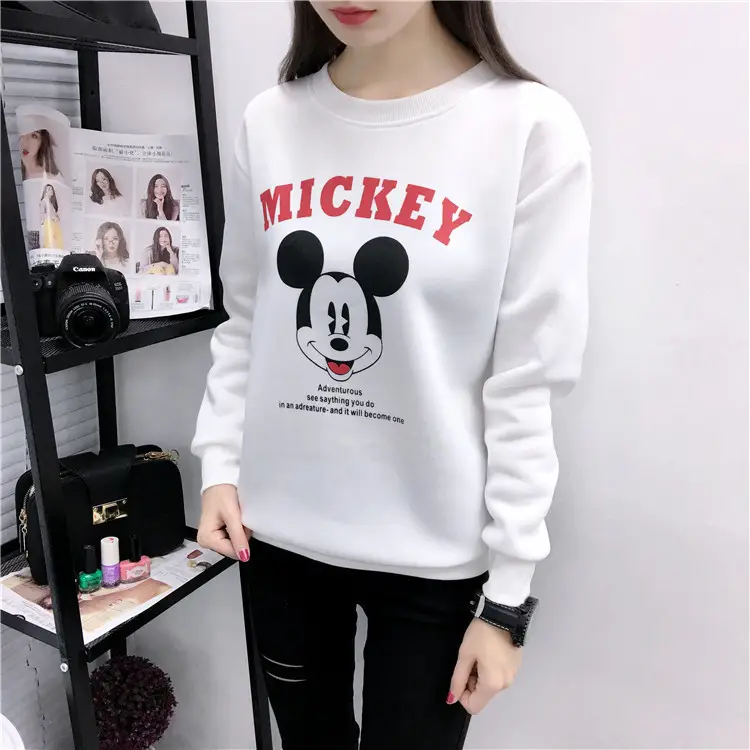 2025 Mickey Print Plus Size Fleece Lined Sweatshirt - Image 6