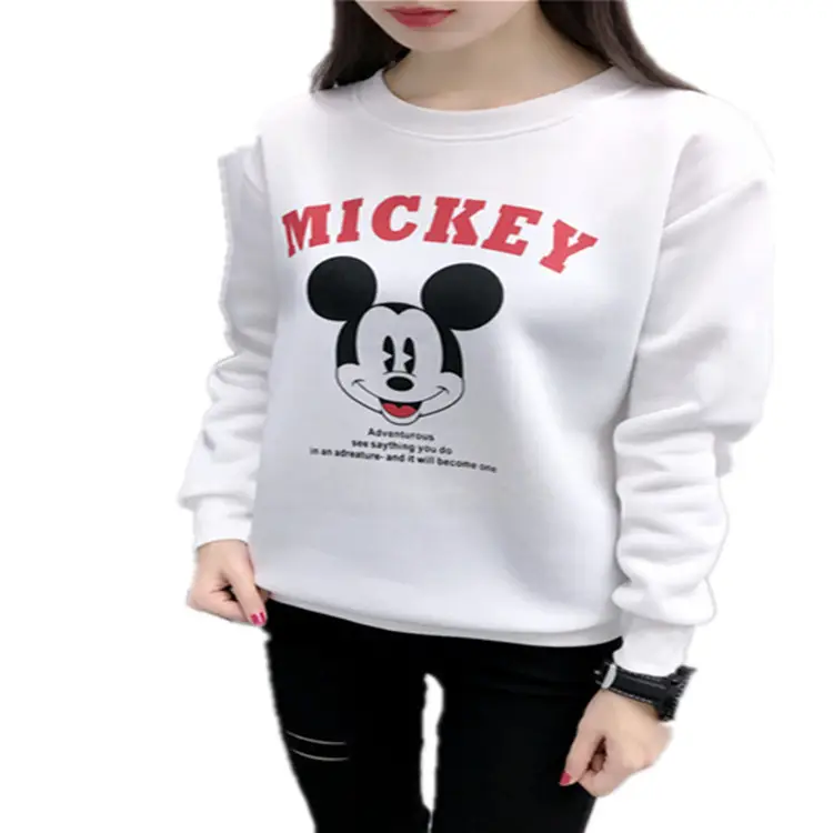 2025 Mickey Print Plus Size Fleece Lined Sweatshirt - Image 7