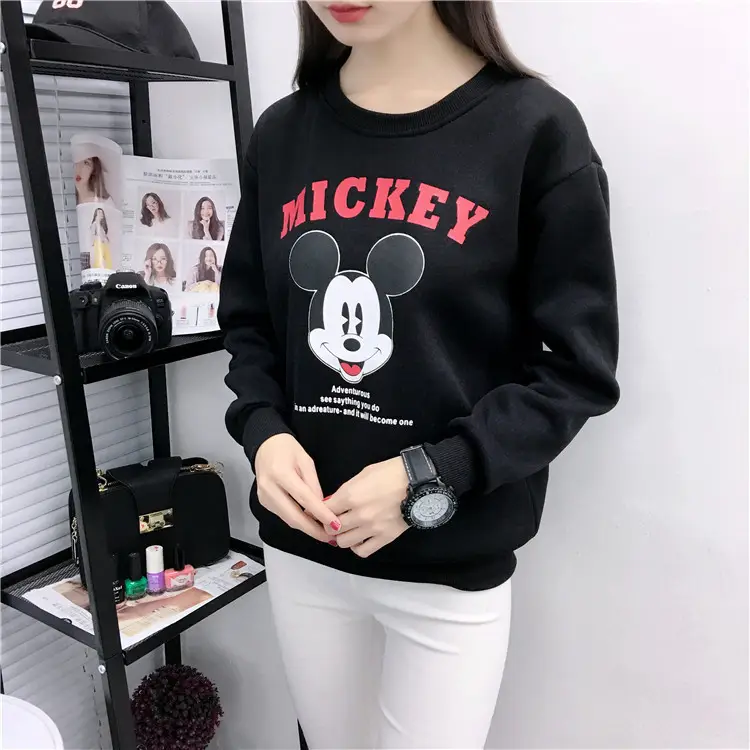 2025 Mickey Print Plus Size Fleece Lined Sweatshirt - Image 2