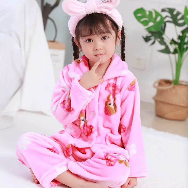 Pink Bunny Flannel Pajamas for Girls Boys Medium Large