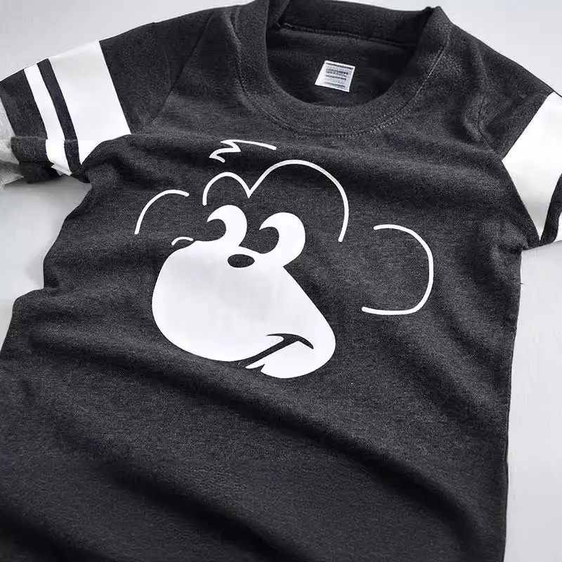 New Long-Sleeved Kids T-Shirt Black White Ghost Print