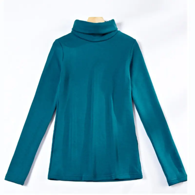 Women Korean Cotton High Collar Long Sleeve T-Shirt
