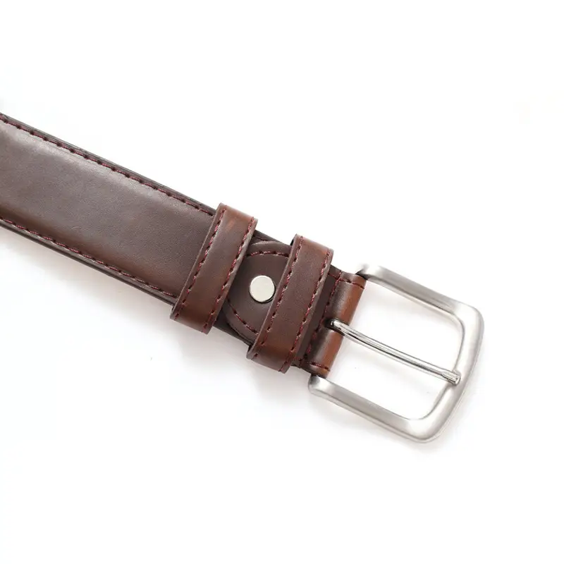 Men's Brown PU Leather Waist Zipper Wallet Belt with Pin Buckle - Image 7